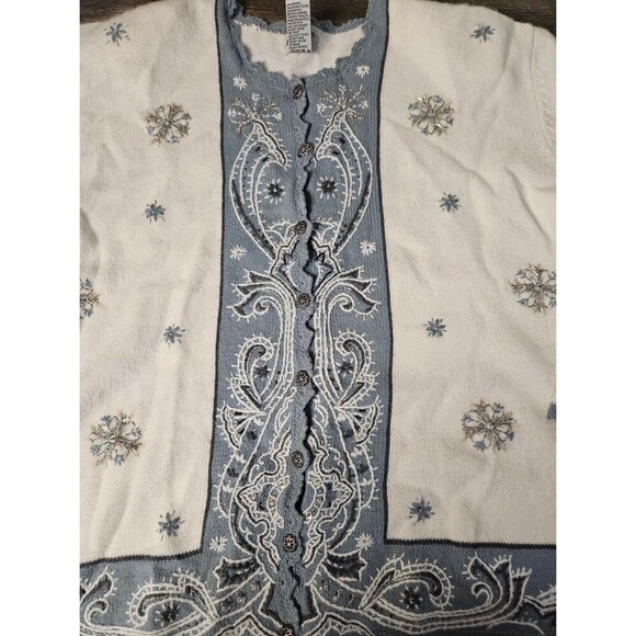Koret Snowflake Winter Beaded Sweater 2x - Picture 2 of 9